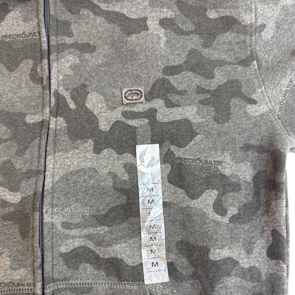 Ecko Unltd Mens Gray Camo Full Zip Hoodie Sweatshirt Fleece Lined Medium NEW - Picture 7 of 11